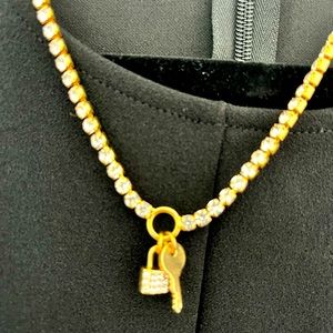 Sugarfix necklace , gold, diamond like, key and lock